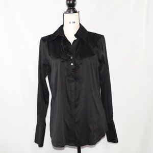 #66. PaperWhite black ruffle front dress shirt. 10